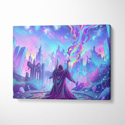 Vaporwave Neon Dream Canvas - Vaporwave Canvas Neon Blues For Living Room Retro Futurism Dreamy Wall Art Canvas