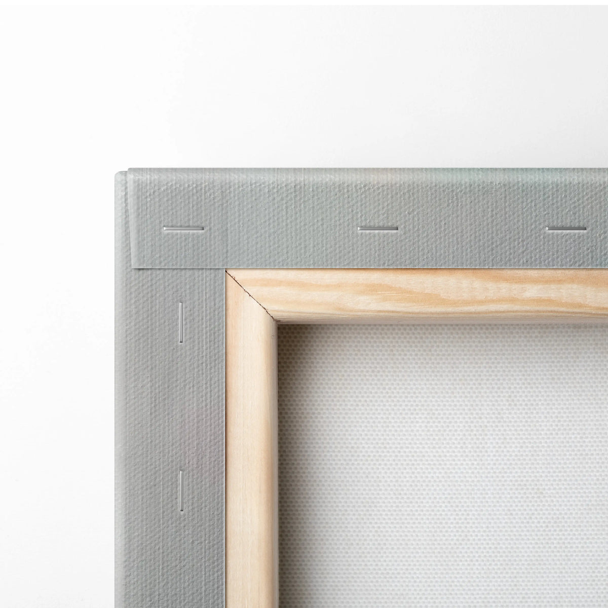Gray canvas frame with light wood edge and subtle stitched details for Porsche Carrera GT inspired car wall art track edition
