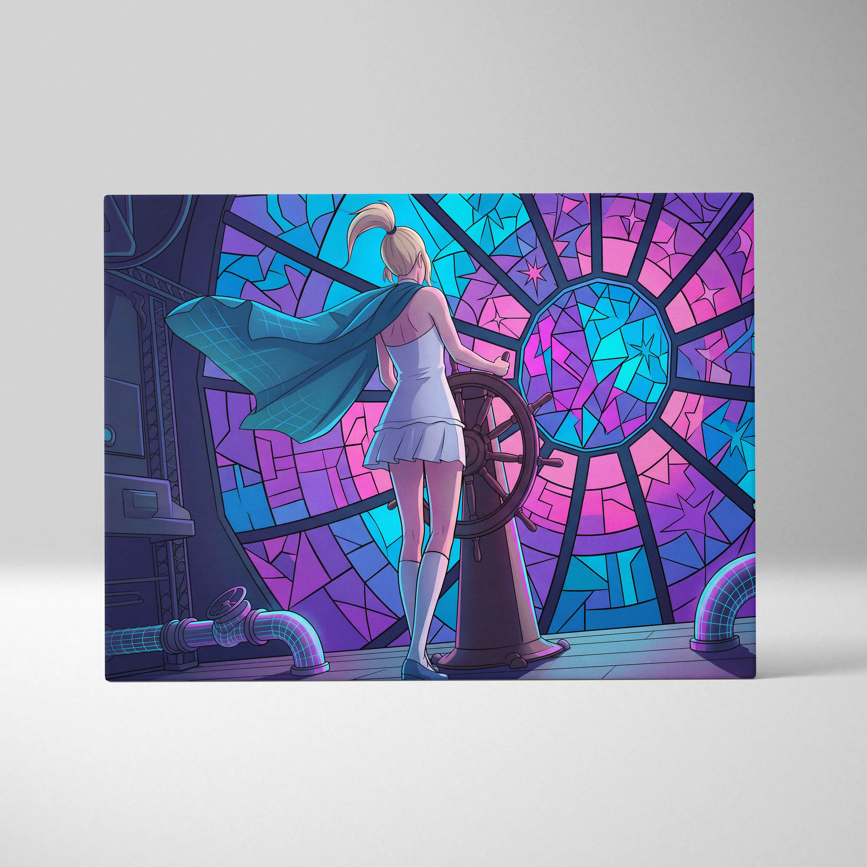 Vaporwave Neon Portal Canvas - Vaporwave Pink Blue Purple Modern Wall Art For Home Dreamy Mood Vaporwave Art Print Retro Futurism Canvas