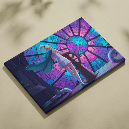 Vaporwave Neon Portal Canvas - Vaporwave Pink Blue Purple Modern Wall Art For Home Dreamy Mood Vaporwave Art Print Retro Futurism Canvas