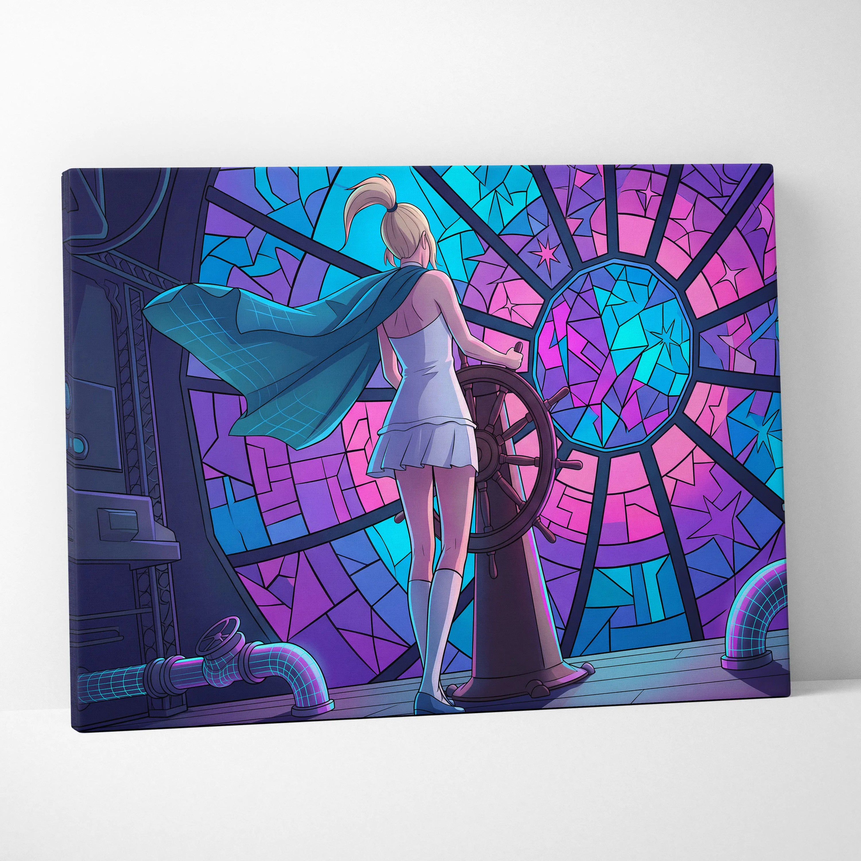 Vaporwave Neon Portal Canvas - Vaporwave Pink Blue Purple Modern Wall Art For Home Dreamy Mood Vaporwave Art Print Retro Futurism Canvas