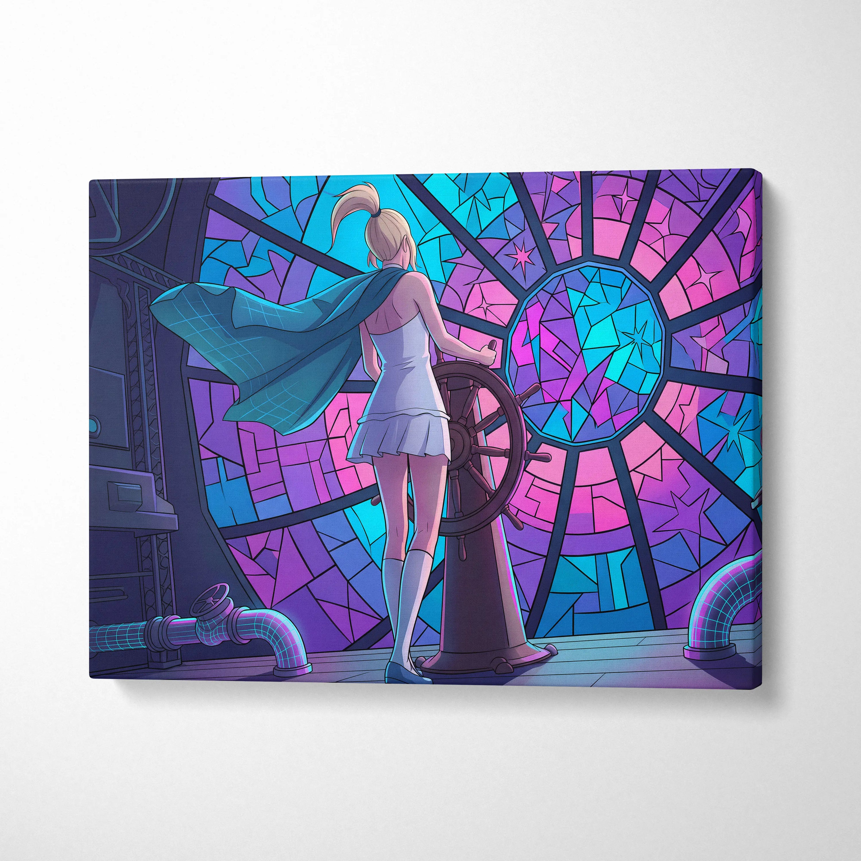 Vaporwave Neon Portal Canvas - Vaporwave Pink Blue Purple Modern Wall Art For Home Dreamy Mood Vaporwave Art Print Retro Futurism Canvas