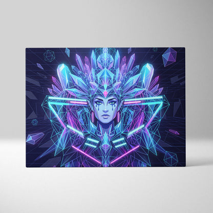 Neon Goddess Vaporwave Canvas - Goddess Neon Portrait Living Room Wall Art Vaporwave Dreamy Synthwave Neon Canvas Print