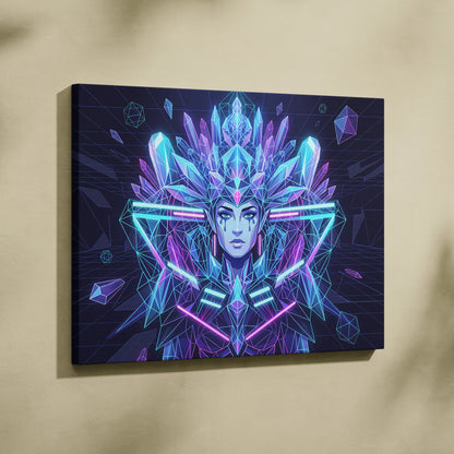 Neon Goddess Vaporwave Canvas - Goddess Neon Portrait Living Room Wall Art Vaporwave Dreamy Synthwave Neon Canvas Print