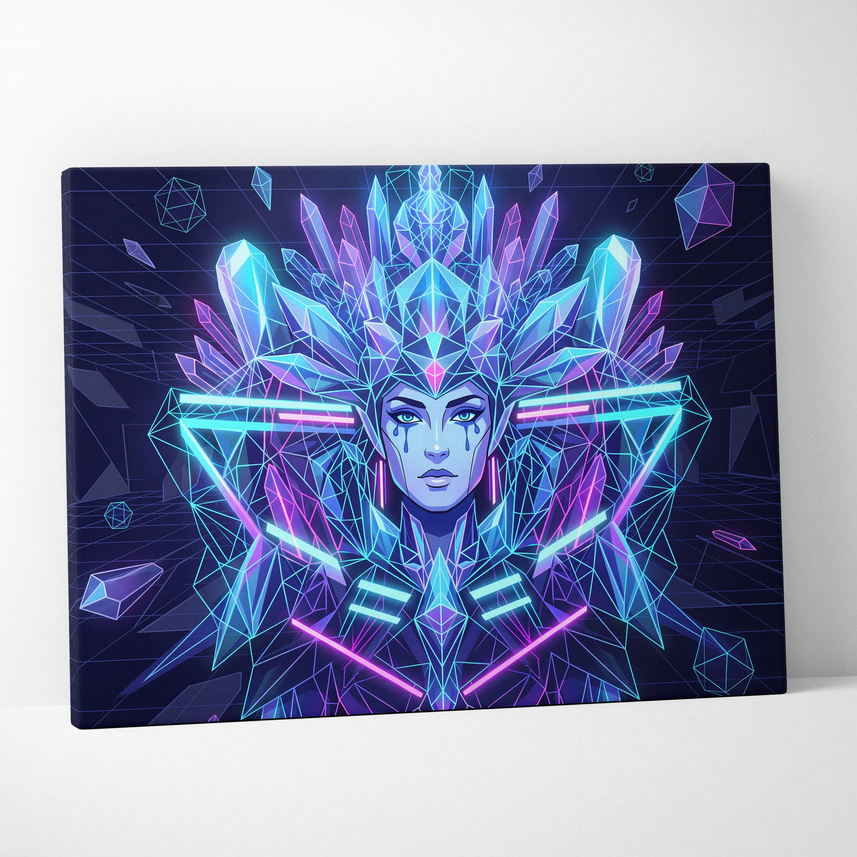 Neon Goddess Vaporwave Canvas - Goddess Neon Portrait Living Room Wall Art Vaporwave Dreamy Synthwave Neon Canvas Print