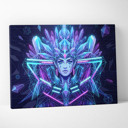Neon Goddess Vaporwave Canvas - Goddess Neon Portrait Living Room Wall Art Vaporwave Dreamy Synthwave Neon Canvas Print