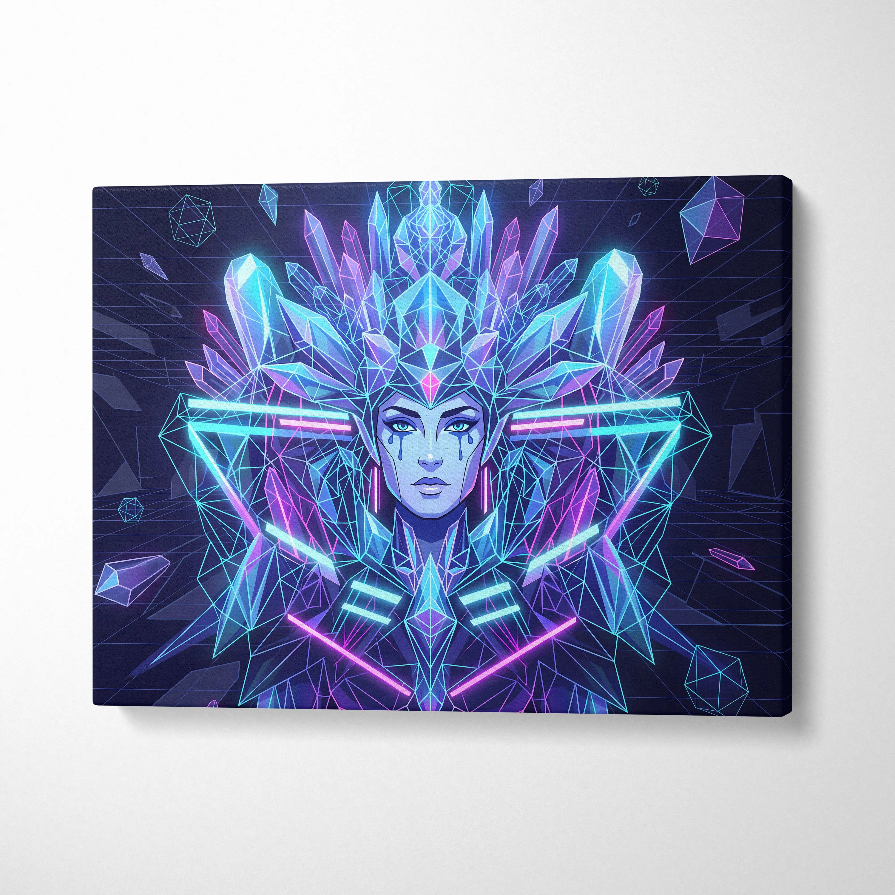 Neon Goddess Vaporwave Canvas - Goddess Neon Portrait Living Room Wall Art Vaporwave Dreamy Synthwave Neon Canvas Print
