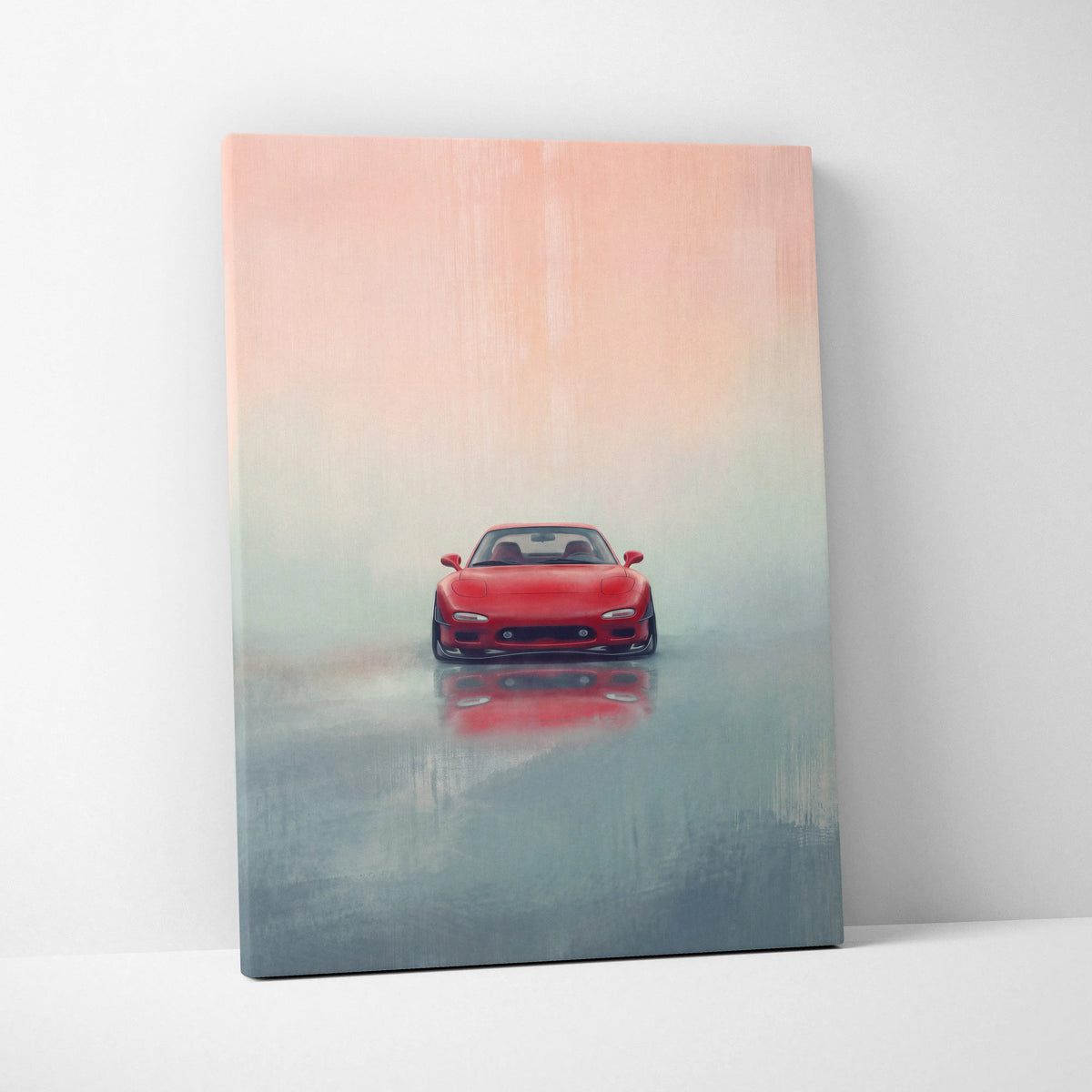Lowered Mazda FD RX-7 Inspired Automotive Canvas Art, Rotary Drift Car Wall Decor for Bedroom