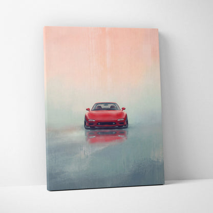 Lowered Mazda FD RX-7 Inspired Automotive Canvas Art, Rotary Drift Car Wall Decor for Bedroom