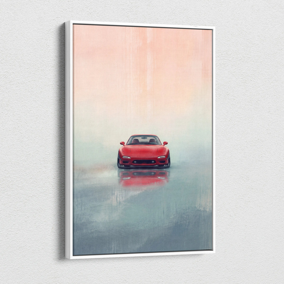 Lowered Mazda FD RX-7 Inspired Automotive Canvas Art, Rotary Drift Car Wall Decor for Bedroom