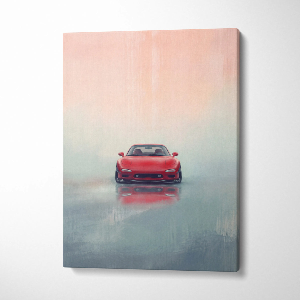 Lowered Mazda FD RX-7 Inspired Automotive Canvas Art, Rotary Drift Car Wall Decor for Bedroom