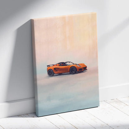 Orange lotus exige sports car printed on canvas wall art luxury sports car wall decor print for home or office