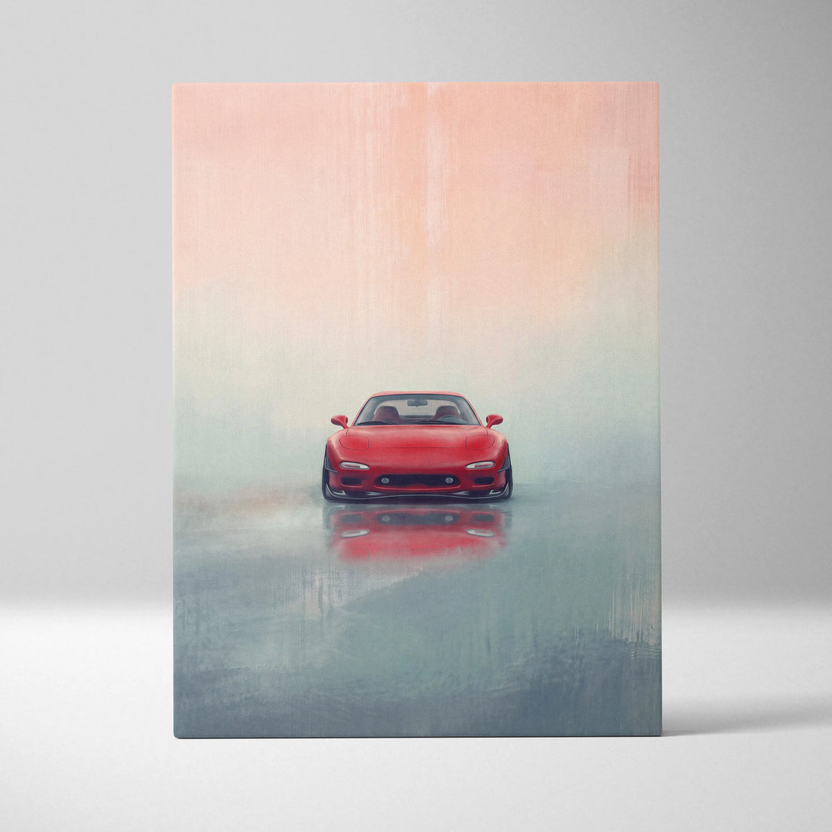 Lowered Mazda FD RX-7 Inspired Automotive Canvas Art, Rotary Drift Car Wall Decor for Bedroom