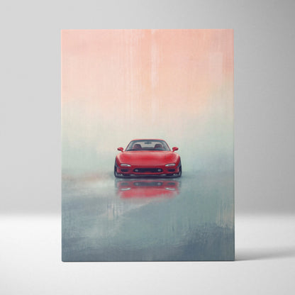 Lowered Mazda FD RX-7 Inspired Automotive Canvas Art, Rotary Drift Car Wall Decor for Bedroom