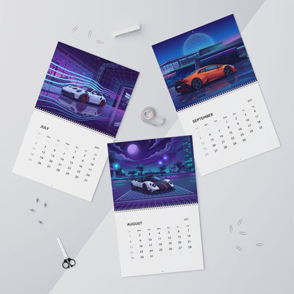 2027 Exotic Car Vaporwave Wall Calendar – High Performance Supercars & Neon Artwork Collection
