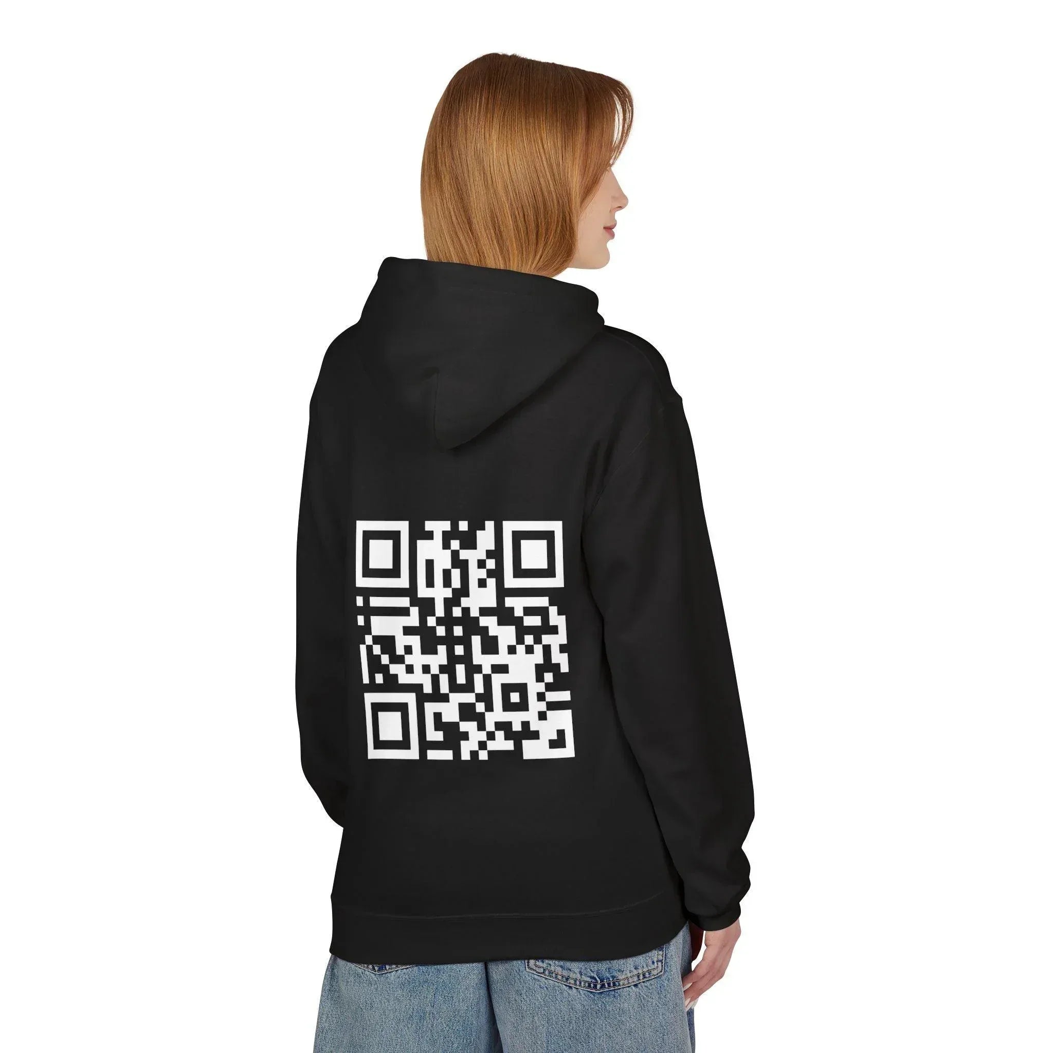 Rickroll QR Code Fleece Hoodie - Fun & Cozy Surprise Apparel