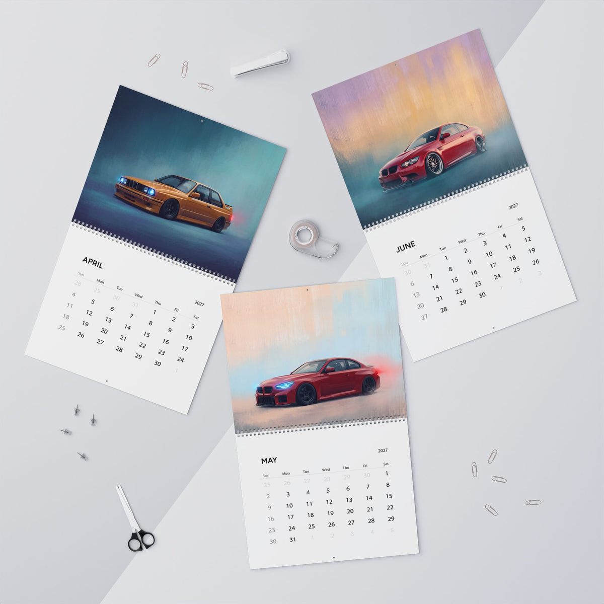 2027 Euro Car Artwork Calendar | Sports Car Wall Calendar