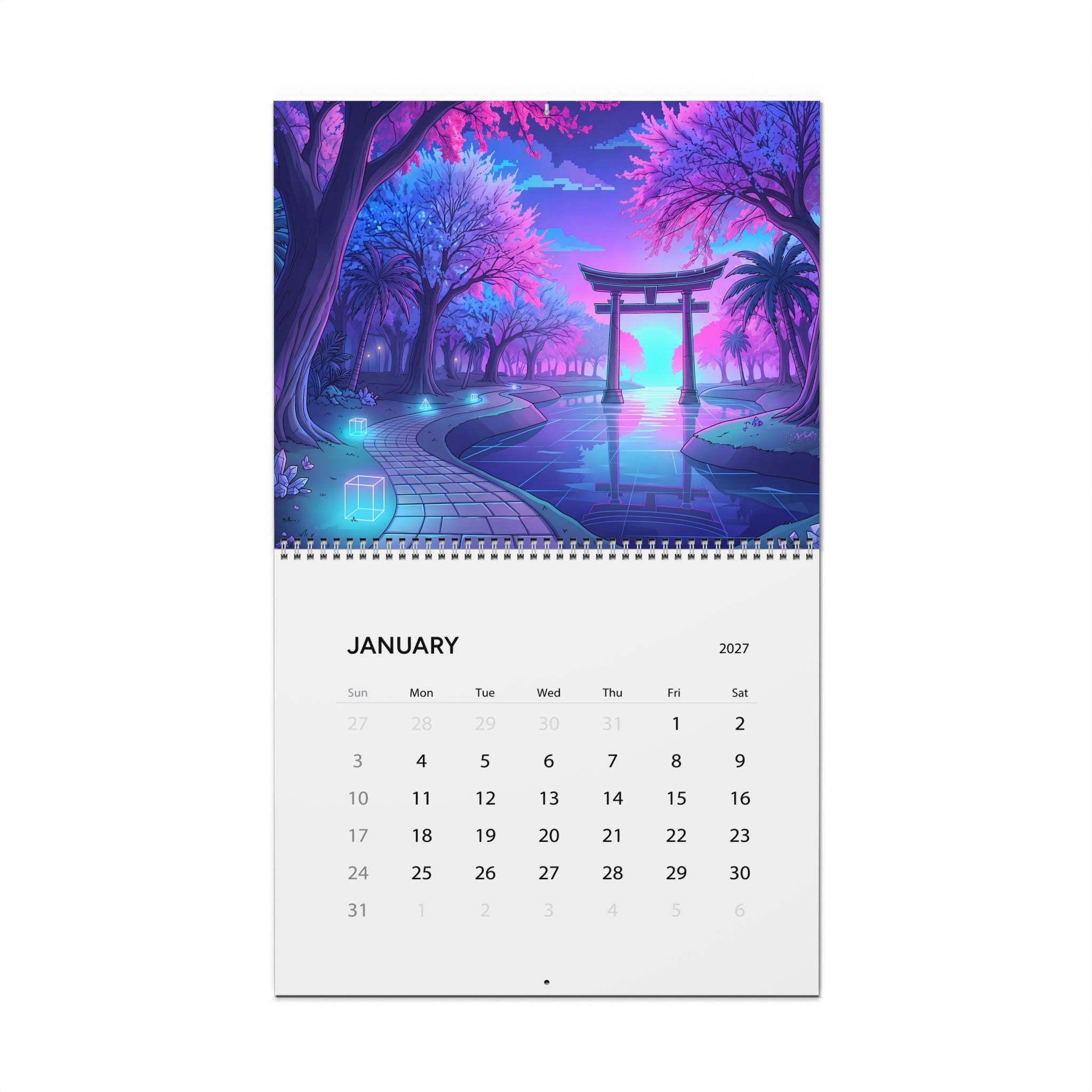 2027 Vaporwave Artwork Wall Calendar – Retro Futuristic Neon Art Collection