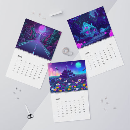 2027 Vaporwave Artwork Wall Calendar – Colorful Retro Futuristic Artwork