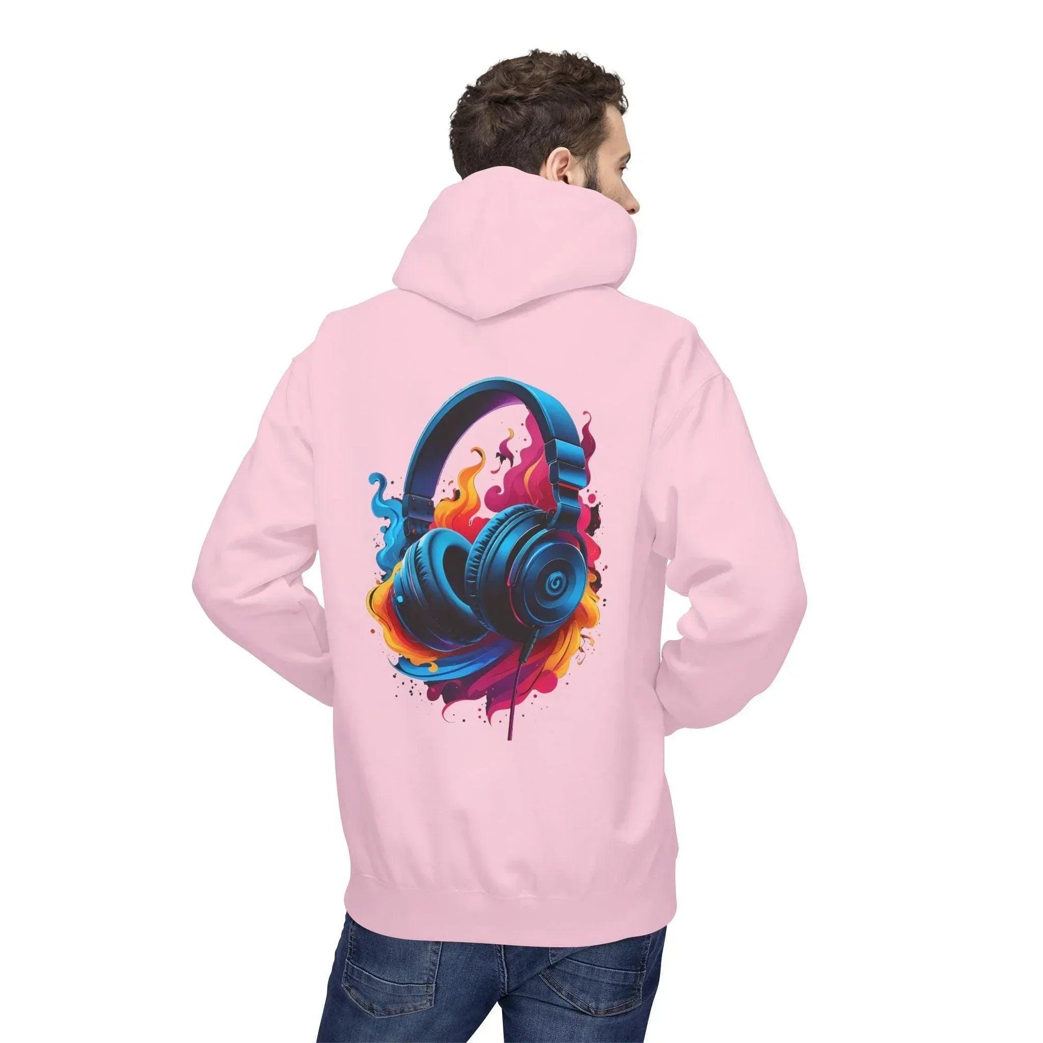 Artistic Vibes Fleece Hoodie with Headphone Design - Ultimate Comfort & Style