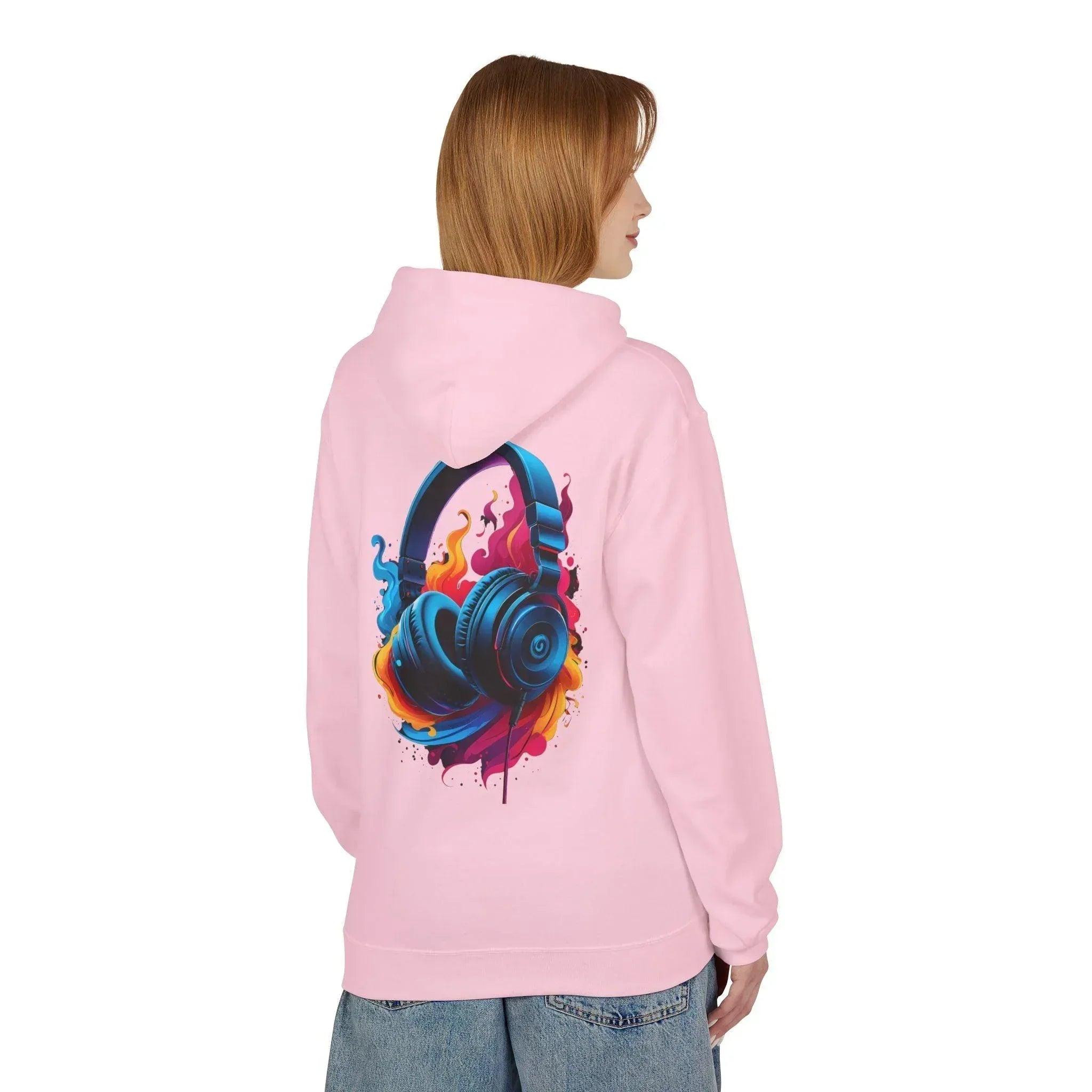 Artistic Vibes Fleece Hoodie with Headphone Design - Ultimate Comfort & Style