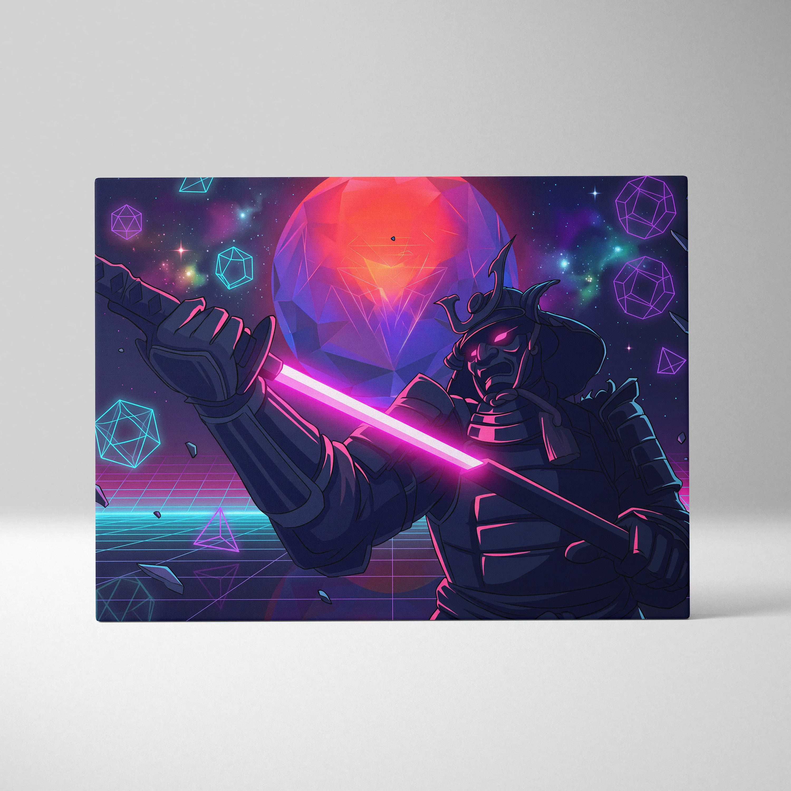 Vaporwave Galaxy Neon Canvas - Vaporwave Scene Neon Pink Purple Blue Living Room Retro Futurism Dreamy Neon Mood