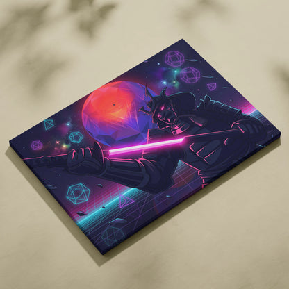 Vaporwave Galaxy Neon Canvas - Vaporwave Scene Neon Pink Purple Blue Living Room Retro Futurism Dreamy Neon Mood