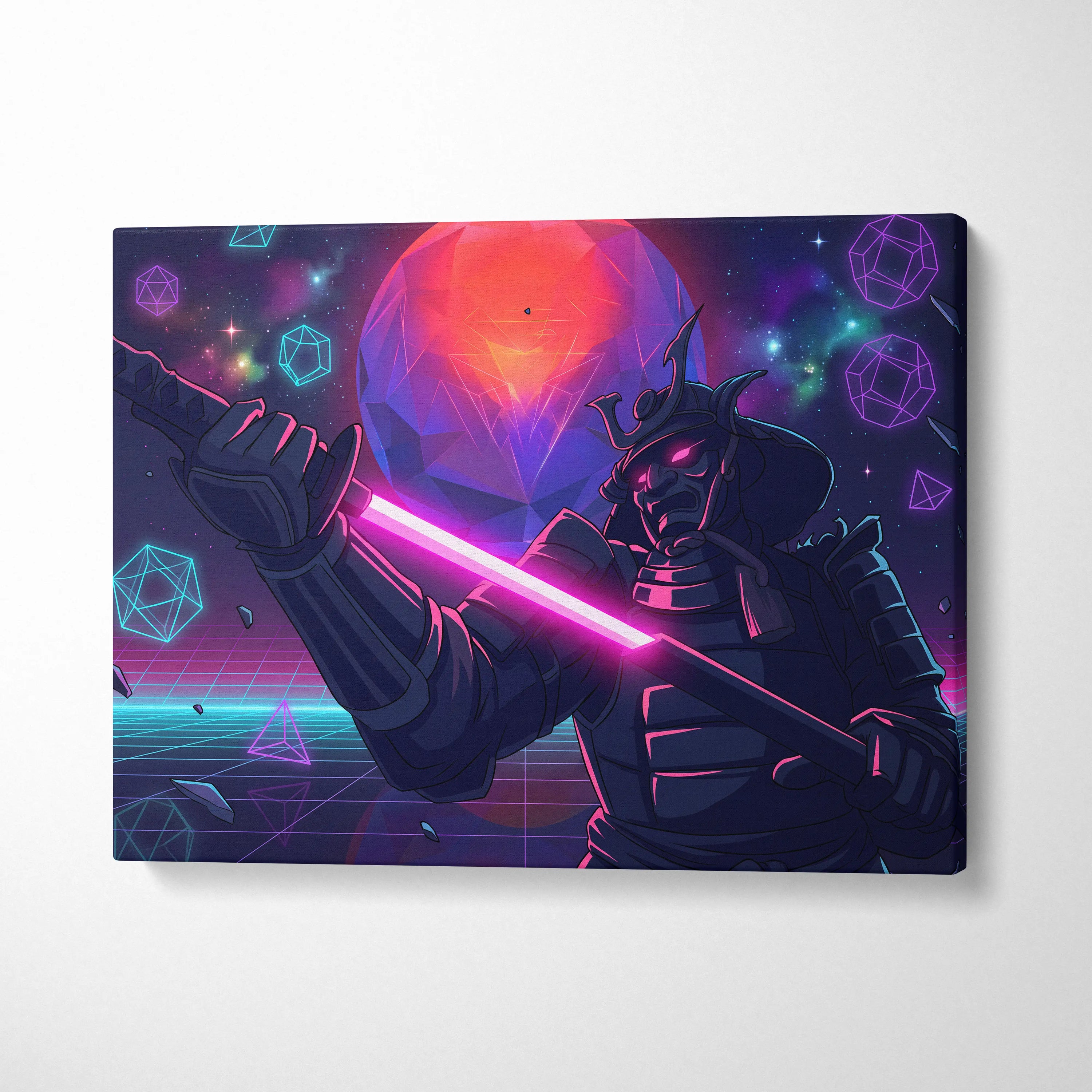 Vaporwave Galaxy Neon Canvas - Vaporwave Scene Neon Pink Purple Blue Living Room Retro Futurism Dreamy Neon Mood