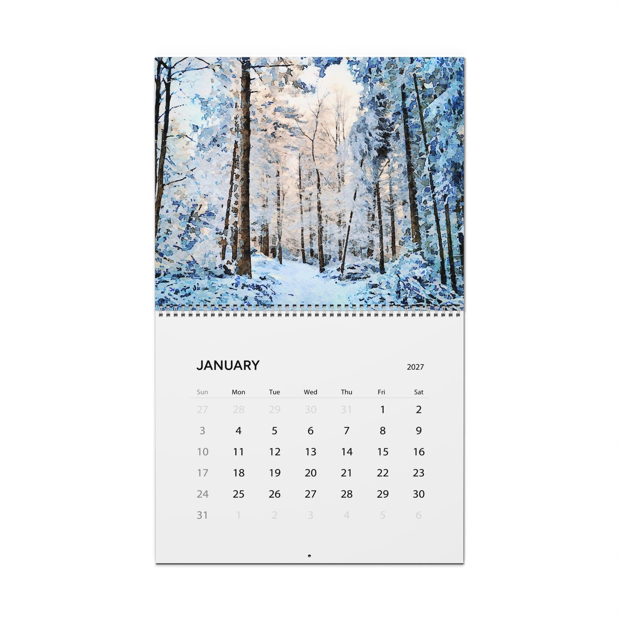 2027 Watercolor Artwork Wall Calendar – Colorful Painted Designs, Artistic Scenes & Creative Art Collection