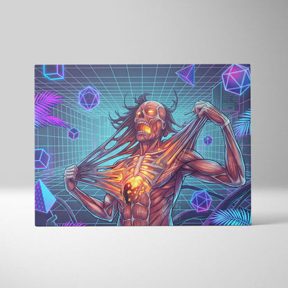 Vaporwave Neon Canvas Fantasy - Vaporwave Neon Colors Living Room Wall Art Retro Futurism Moody Atmosphere Canvas Print