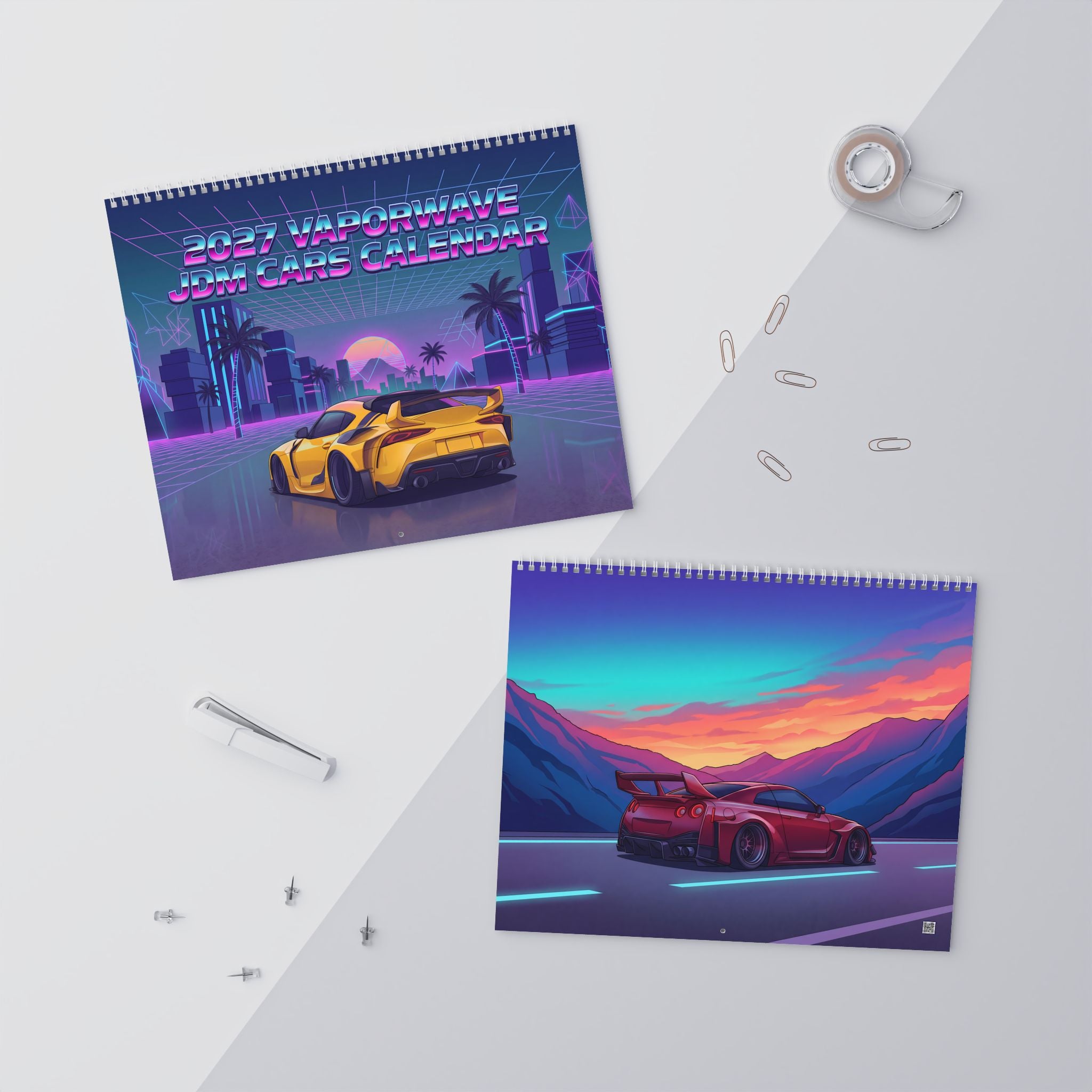 2027 Japanese Car Vaporwave Wall Calendar – JDM Performance, Street Cars & Neon Artwork Collection