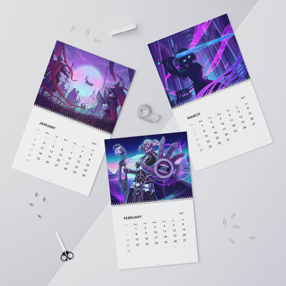 2027 Retro Futuristic Fantasy Wall Calendar – Vaporwave Neon Artwork Collection