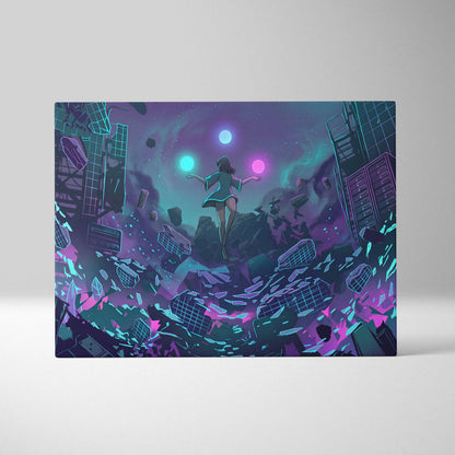 Vaporwave Fantasy Neon Canvas - Vaporwave Neon Pink Teal Room Retro Dreamy Neon Mood Vaporwave Modern Decor Canvas