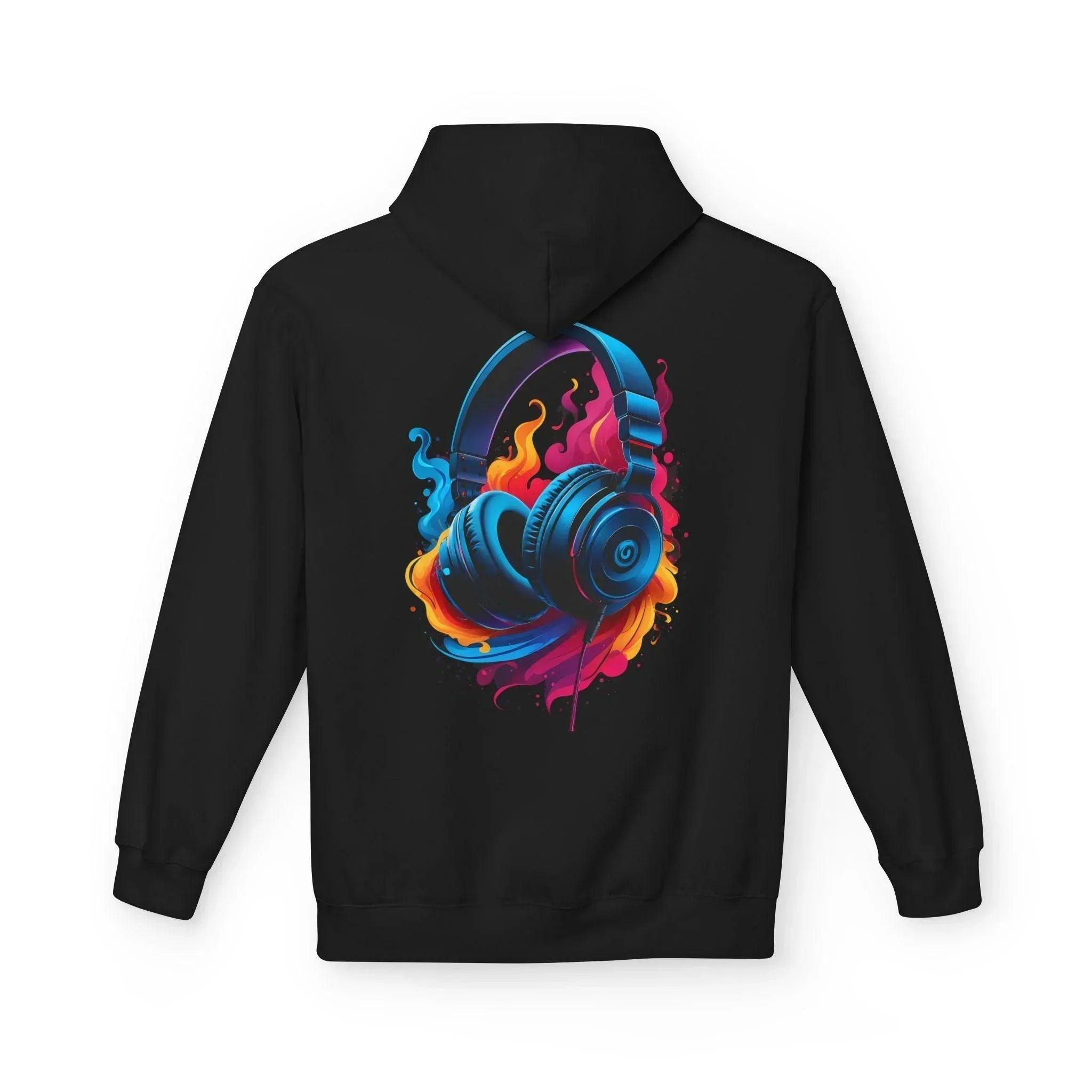 Artistic Vibes Fleece Hoodie with Headphone Design - Ultimate Comfort & Style