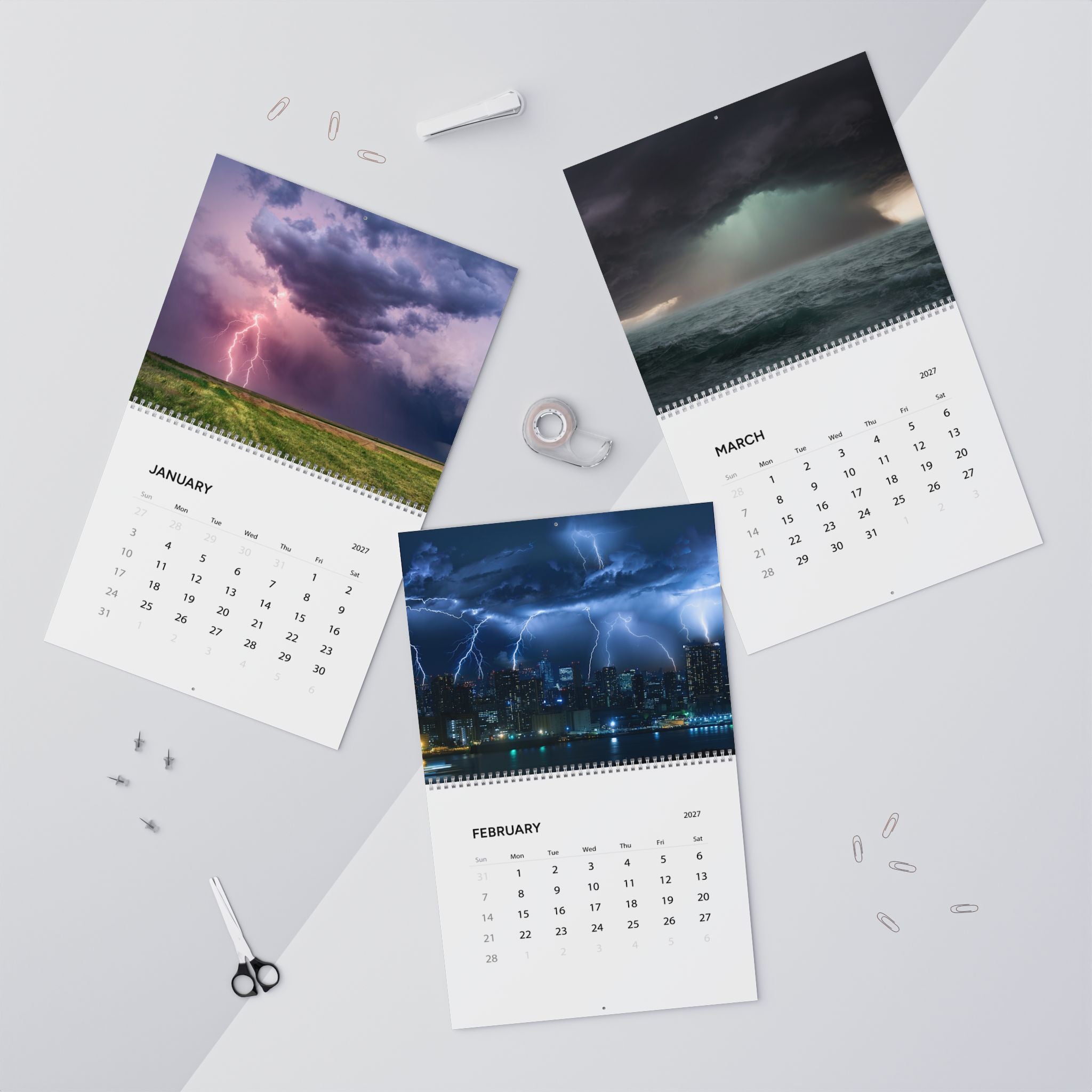 2027 Storms Wall Calendar – Thunderstorms, Lightning Skies & Atmospheric Weather Artwork