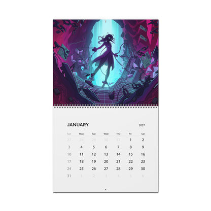 2027 Fantasy Vaporwave Artwork Wall Calendar – Retro Futuristic Neon Fantasy Art Collection
