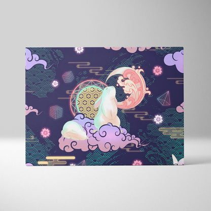 Vaporwave Japan Neon Canvas - Japan Landscape Neon Pastel Living Room Vaporwave Dreamy Retro Futuristic Canvas