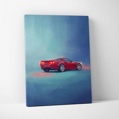 Chevrolet Corvette Inspired Automotive Wall Art, Sports Car Canvas Print for Living Room