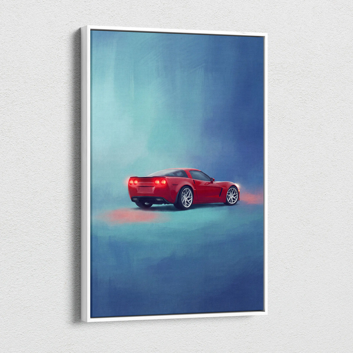 Chevrolet Corvette Inspired Automotive Wall Art, Sports Car Canvas Print for Living Room