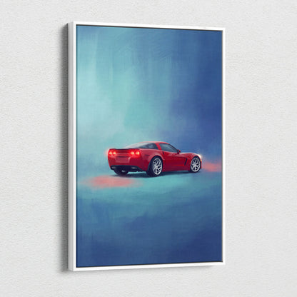 Chevrolet Corvette Inspired Automotive Wall Art, Sports Car Canvas Print for Living Room