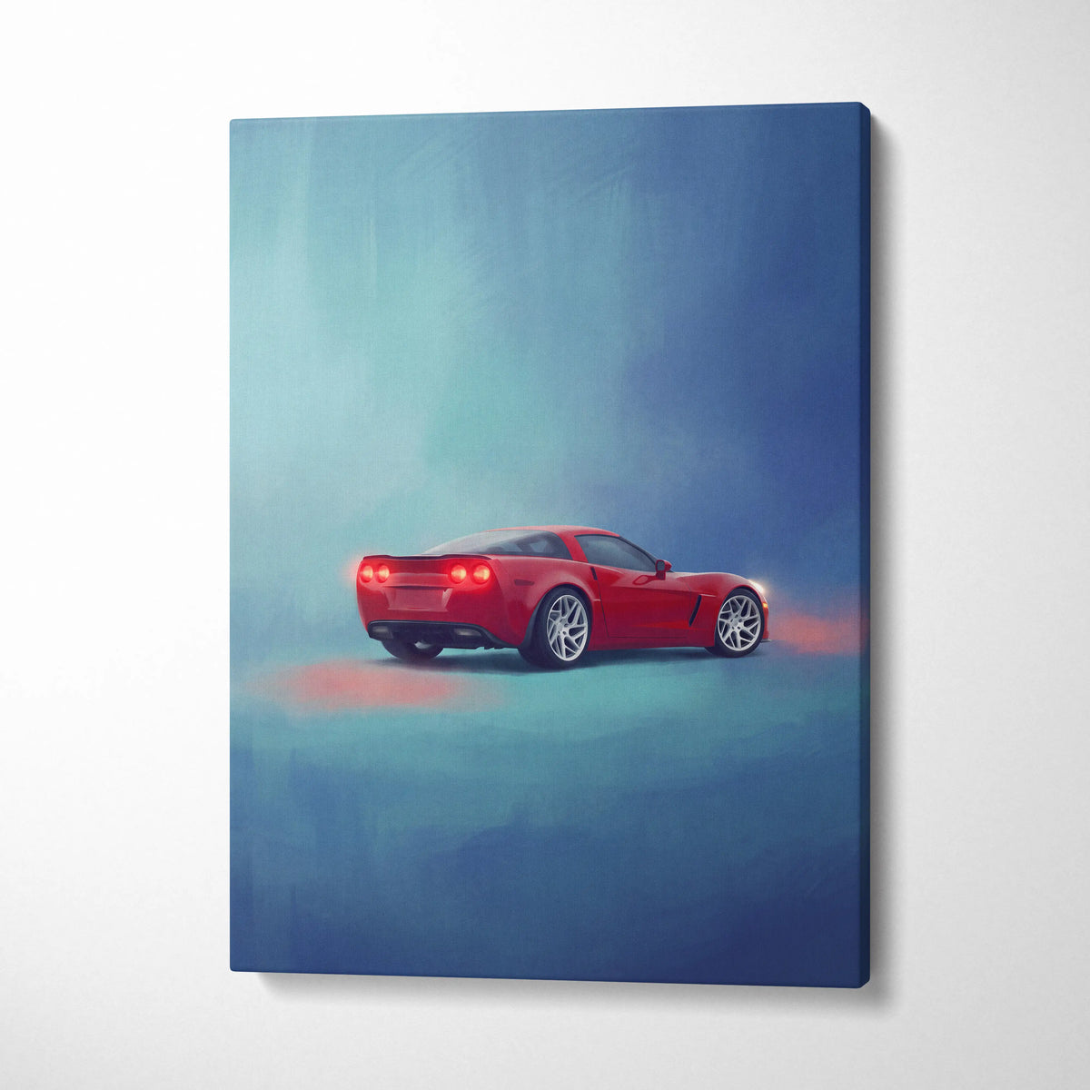 Chevrolet Corvette Inspired Automotive Wall Art, Sports Car Canvas Print for Living Room