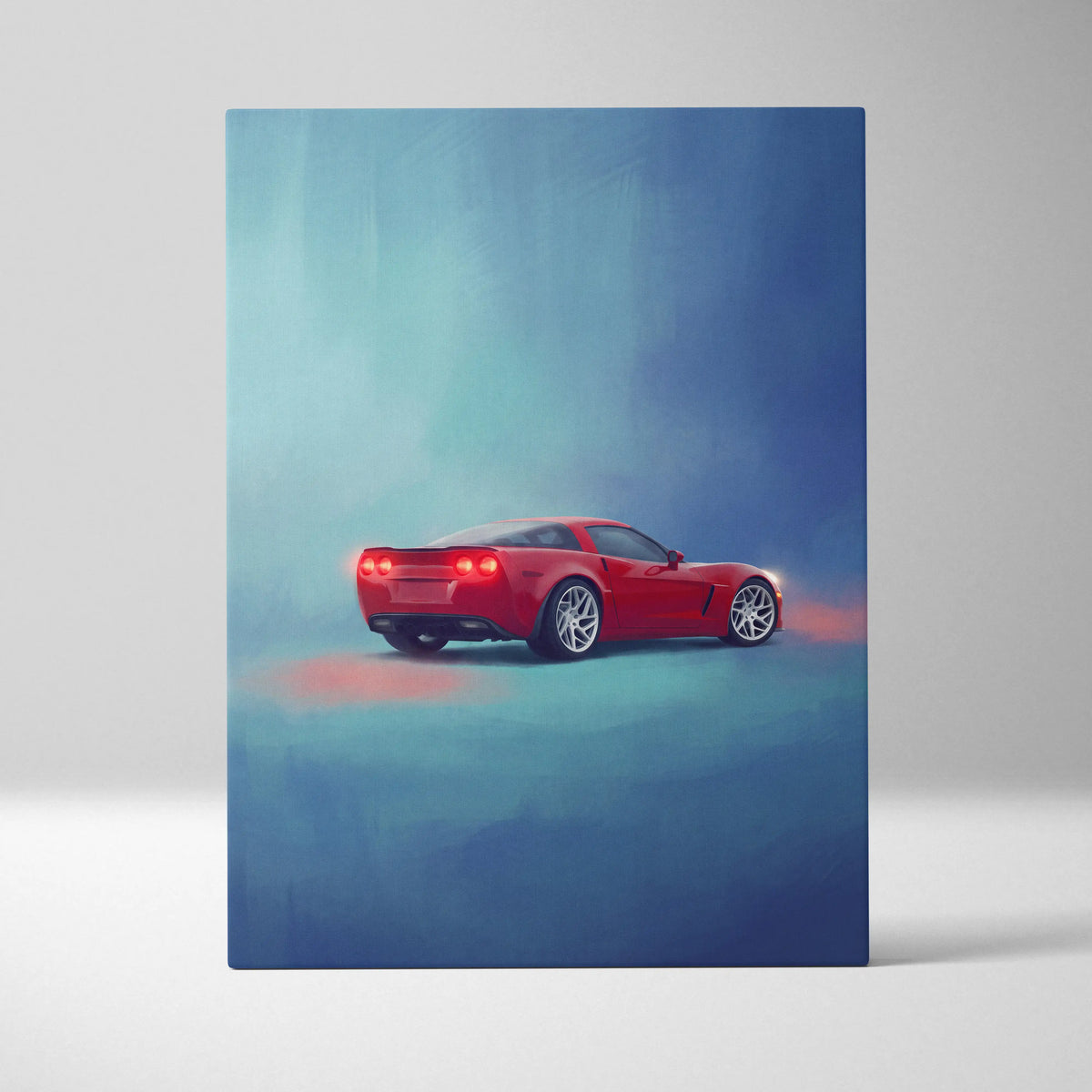 Chevrolet Corvette Inspired Automotive Wall Art, Sports Car Canvas Print for Living Room