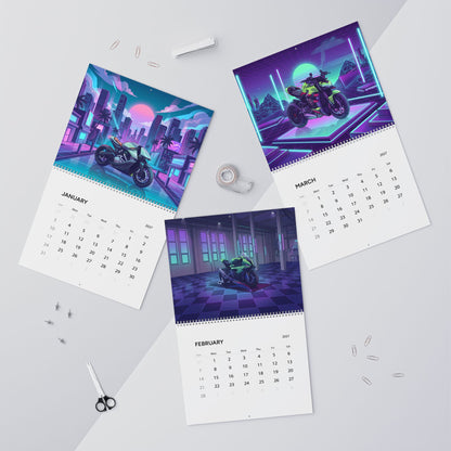 2027 Sportbike Vaporwave Wall Calendar – Supersport Motorcycles & Retro Futuristic Neon Artwork