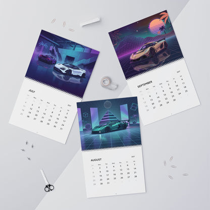 2027 Supercar Vaporwave Art Calendar – Luxury Sports Cars, Neon Nights & Retro Futuristic Artwork
