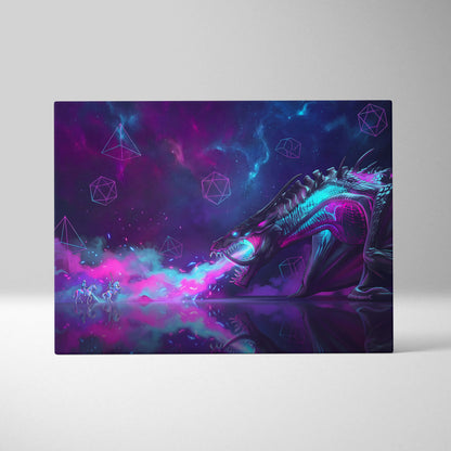 Vaporwave Dragon Canvas Fantasy - Dragon Neon Purple Blue Living Room Vaporwave Neon Dreamscape Cyberpunk Retro Canvas
