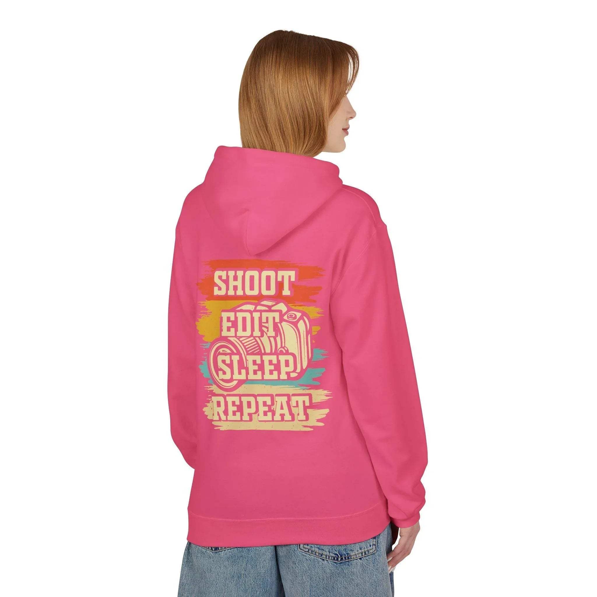 Creative Comfort: "Shoot, Edit, Sleep, Repeat" Fleece Hoodie for Trendsetters