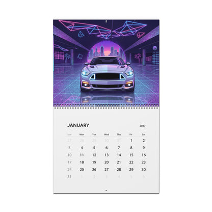 2027 Muscle Car Vaporwave Wall Calendar – American Muscle, Classic Performance Cars & Retro Neon Artwork