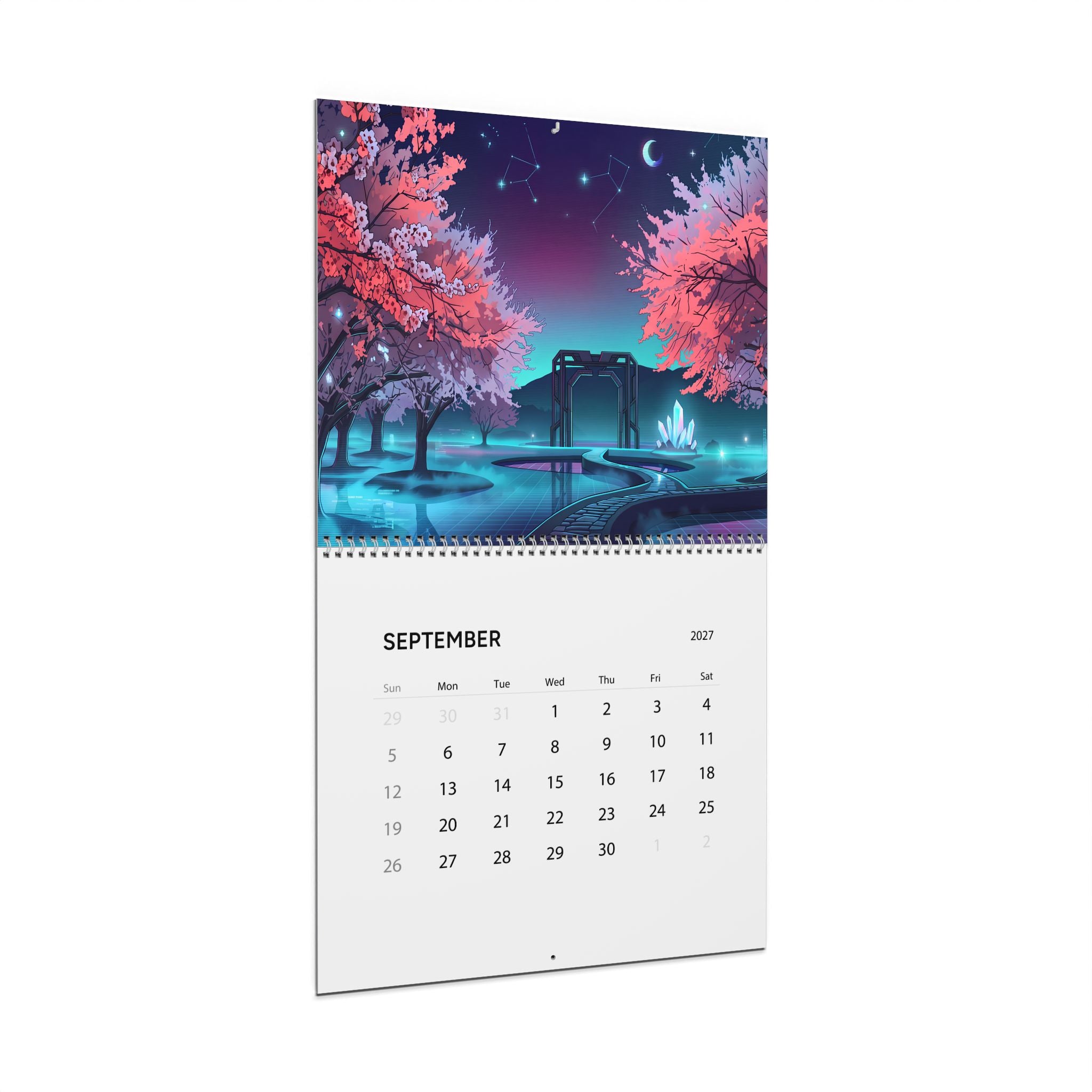 2027 Vaporwave Artwork Wall Calendar – Neon Dreamscape & Retro Digital Art