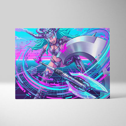 Vaporwave Neon Dragon Canvas - Vaporwave Dragon Neon Blues Pink Teal Bedroom Mystic Mood Neon Retro Gallery Canvas