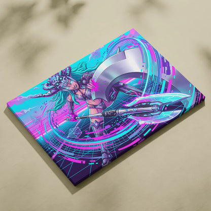 Vaporwave Neon Dragon Canvas - Vaporwave Dragon Neon Blues Pink Teal Bedroom Mystic Mood Neon Retro Gallery Canvas